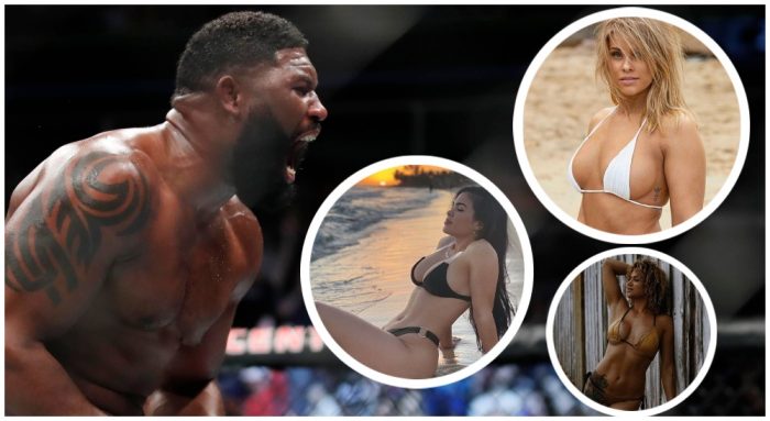UFC strippers Curtis Blaydes Paige VanZant Rachael Ostovich (© Kamil Krzaczynski-USA TODAY Sports & Instagram)